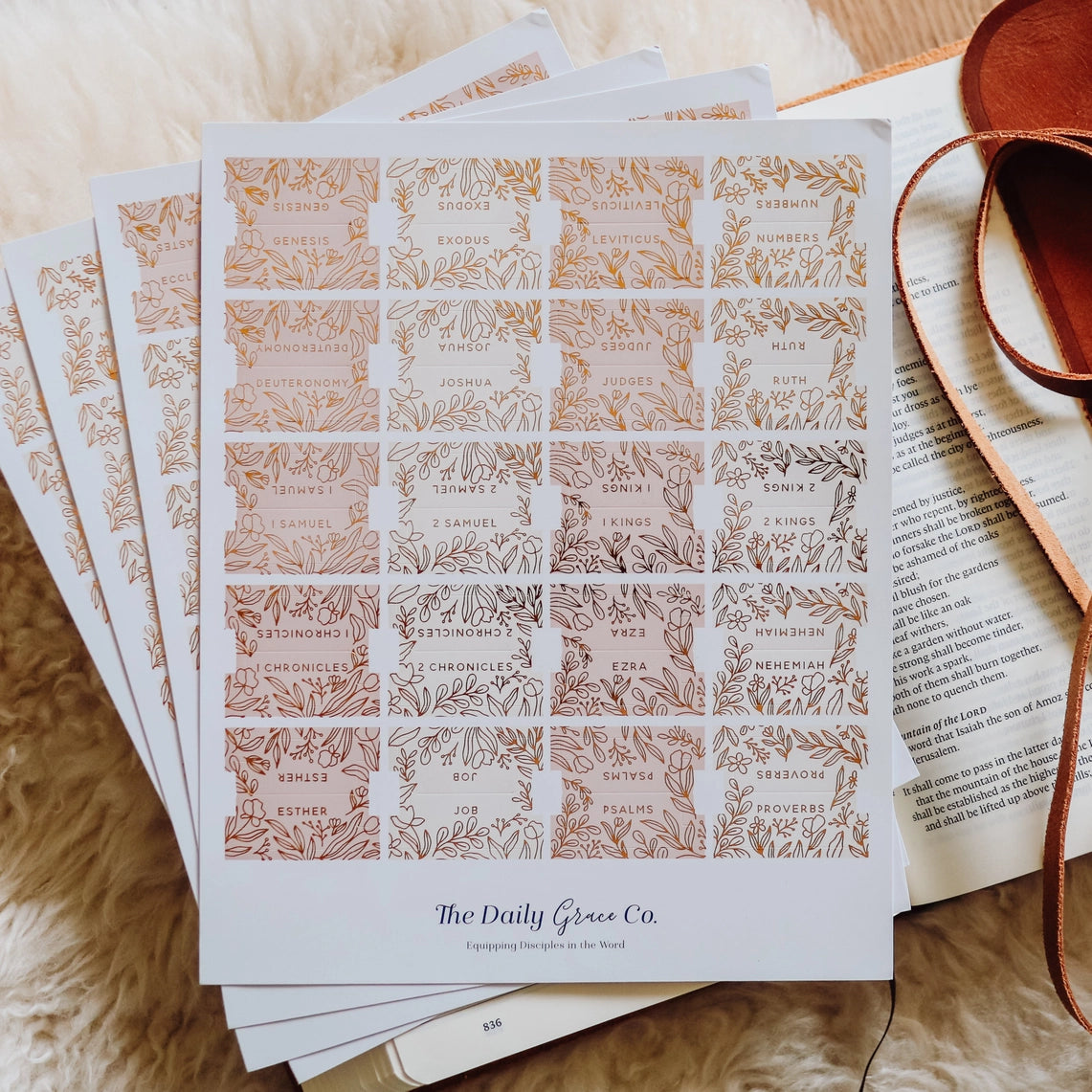 Gold Foil Bible Tabs- Dusty Pink