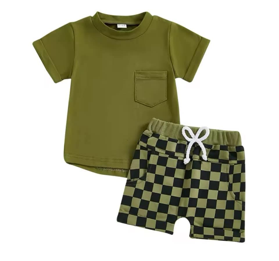 Checkered Shorts set- Green