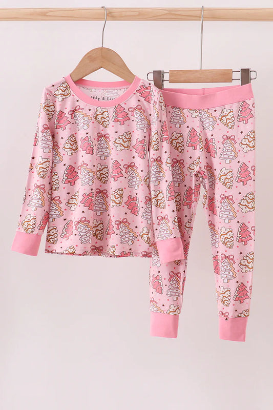 Pink Trees Christmas Jammies- Two Piece