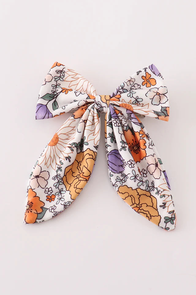 Coral Floral Bow