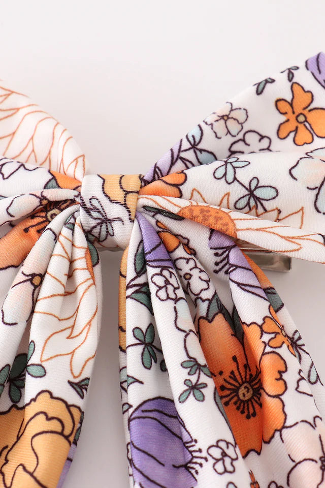 Coral Floral Bow