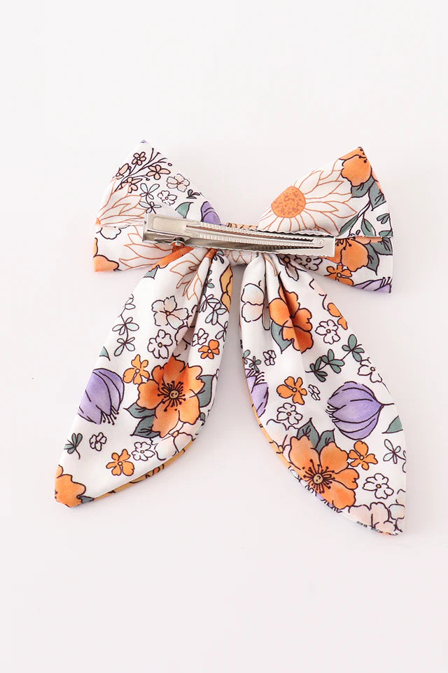 Coral Floral Bow