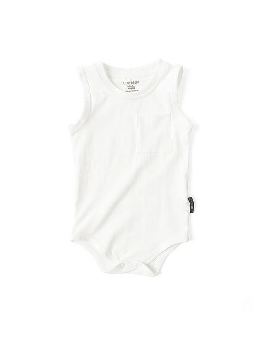 Little Bipsy Tank Onesie- White