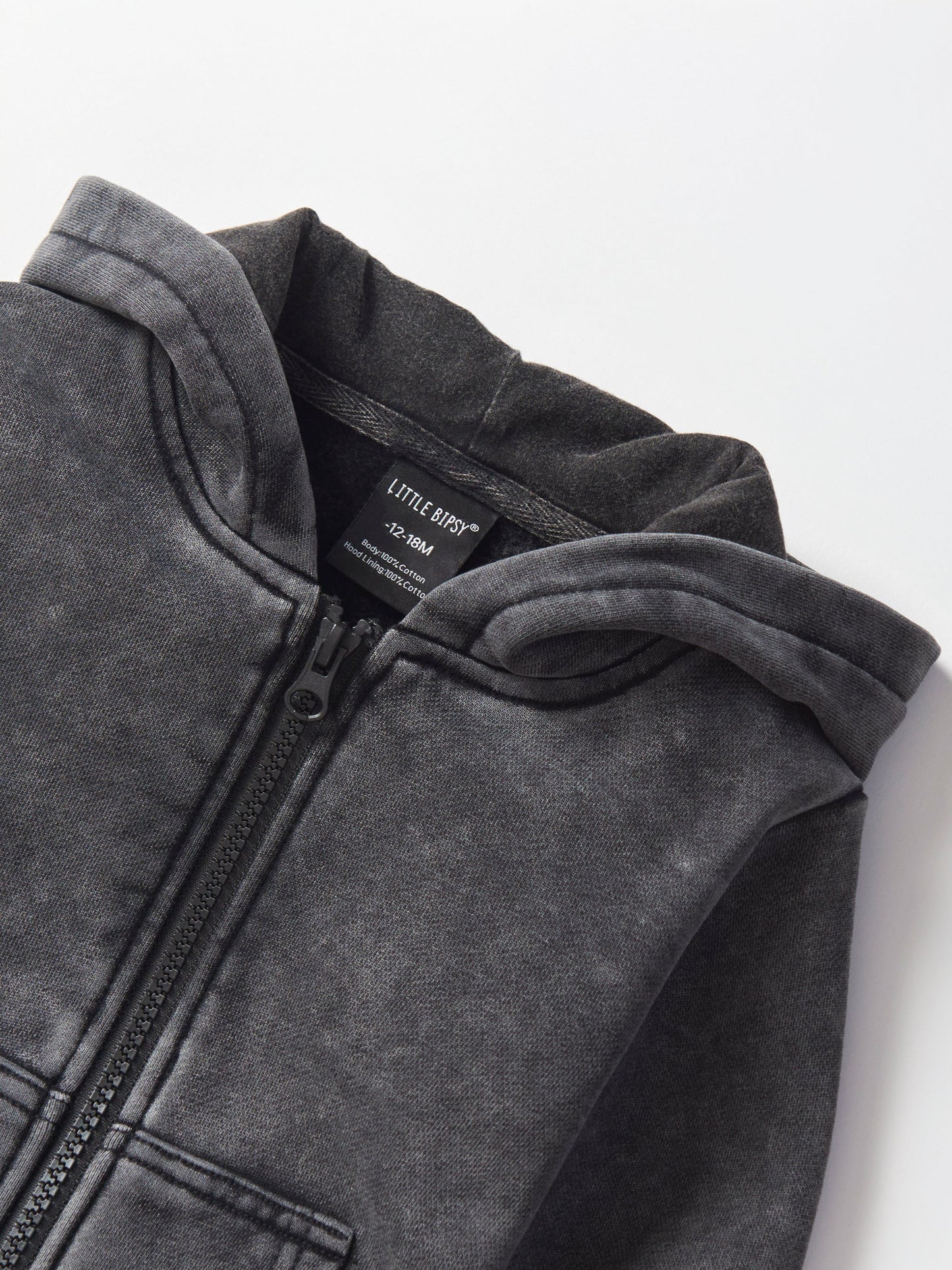 Little Bipsy Acid Wash Zip Hoodie