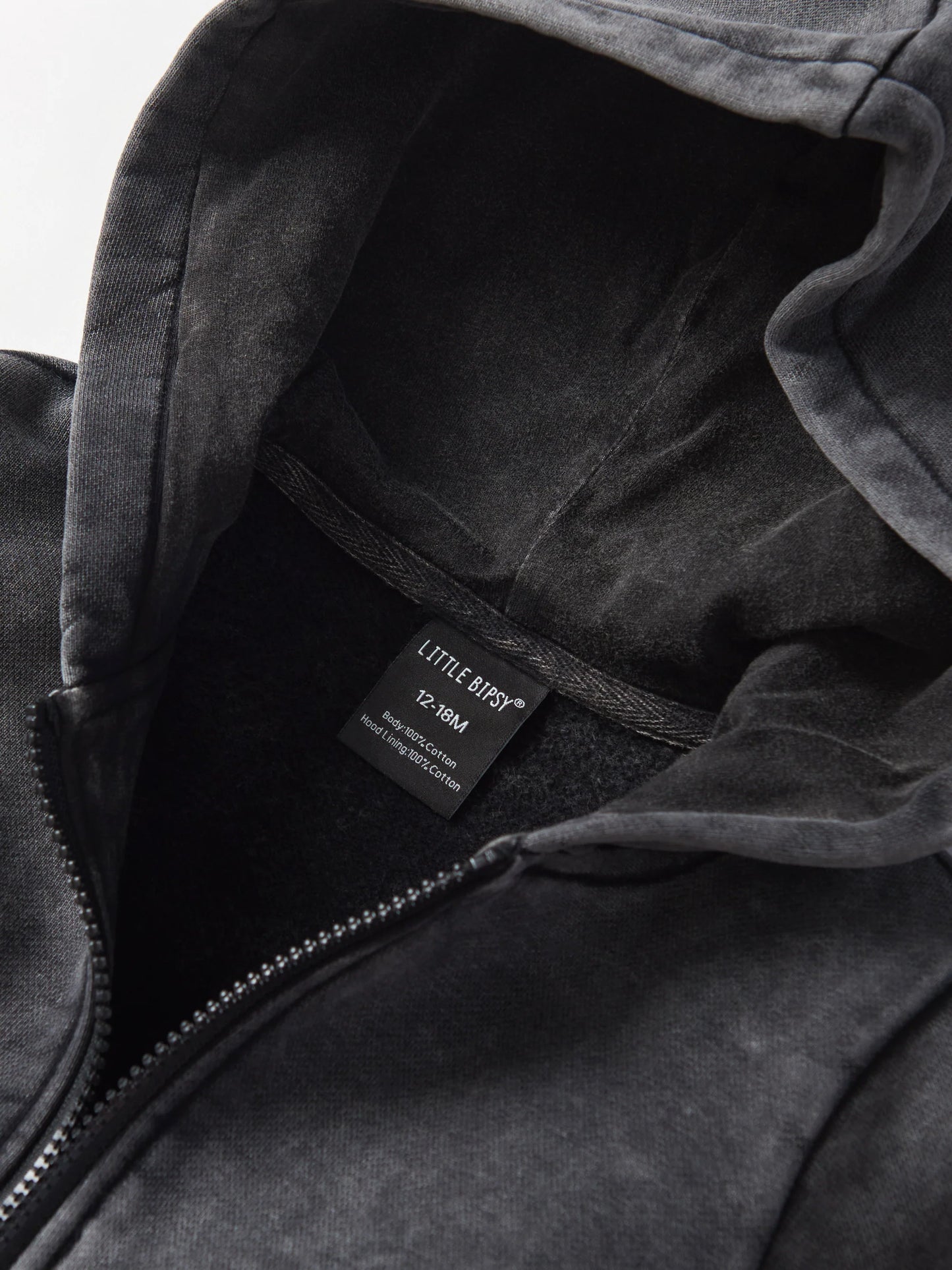 Little Bipsy Acid Wash Zip Hoodie