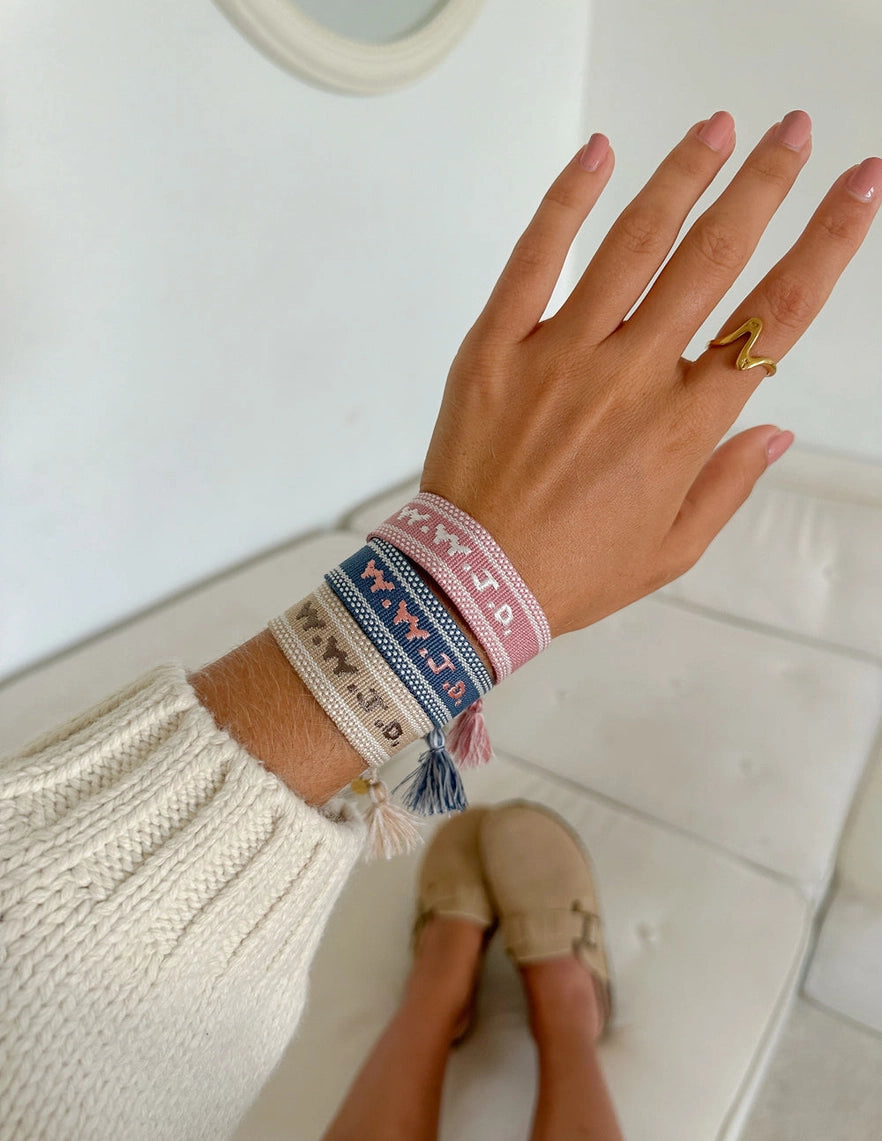 WWJD Embroidered Bracelet- Pink