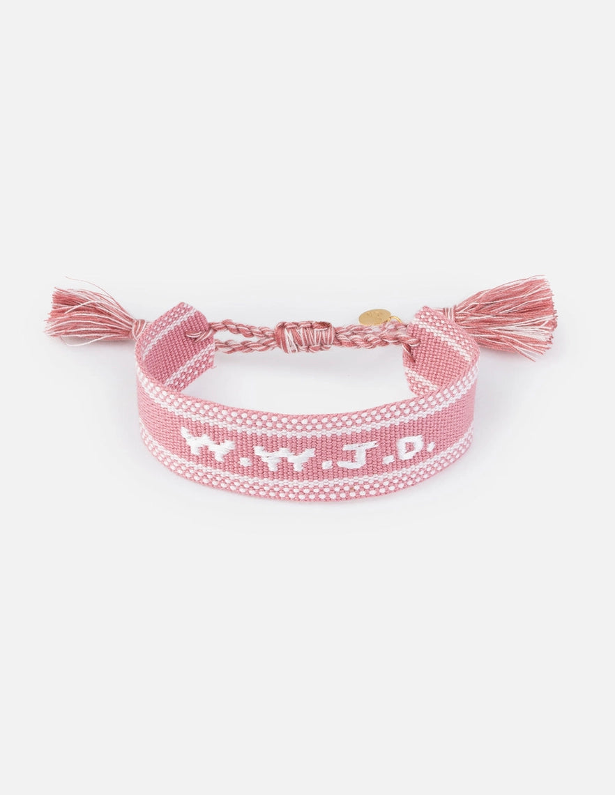 WWJD Embroidered Bracelet- Pink