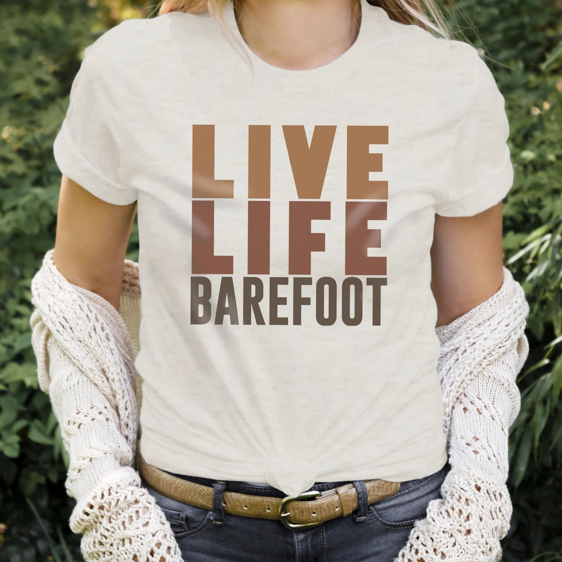 Live Life Barefoot- Adult tee