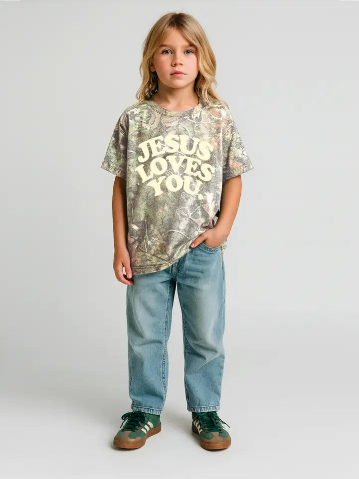 Jesus Loves You Camo tee- Kids