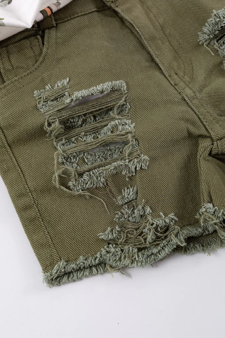 Green Denim Shorts
