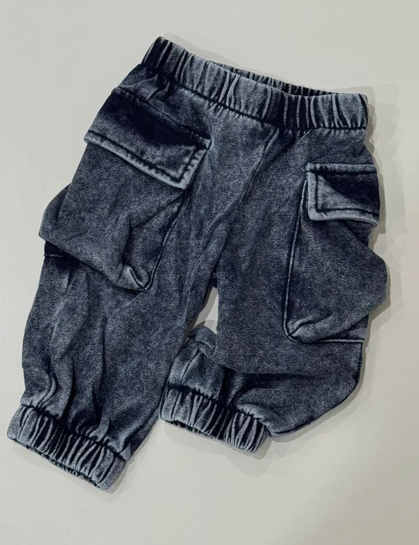 Denim Wash Cargo Sweatpants