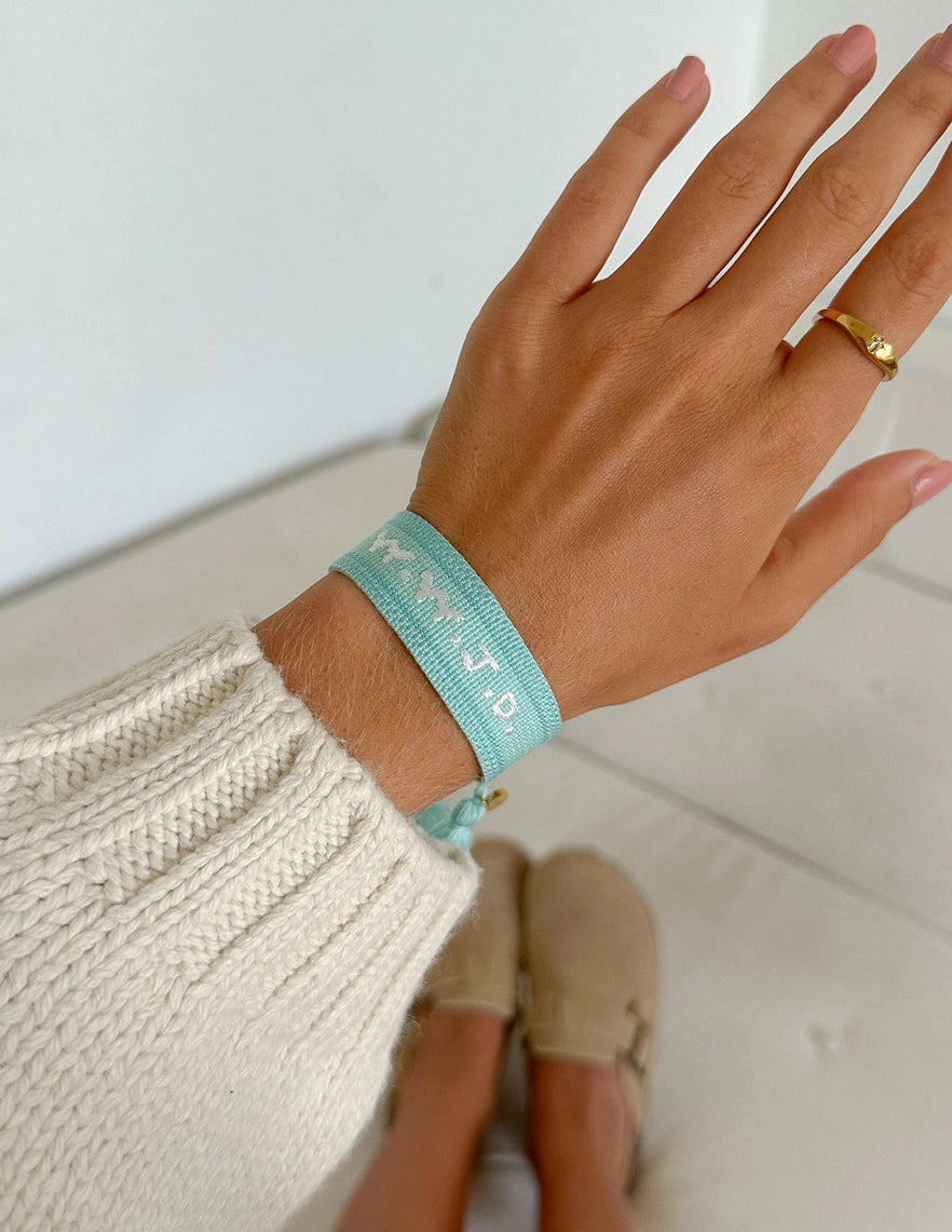 WWJD Embroidered Bracelet- Teal
