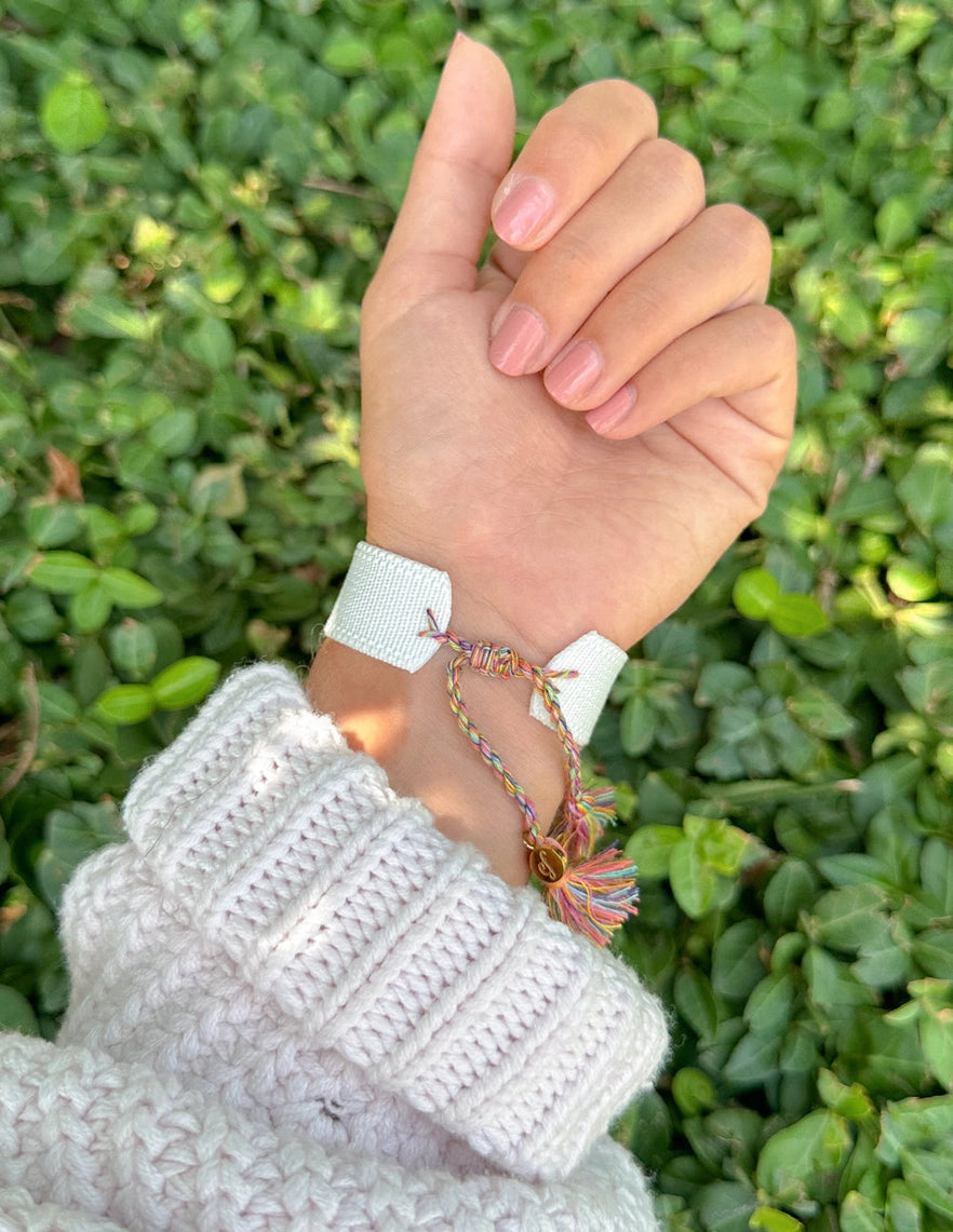 WWJD Embroidered Bracelet- White