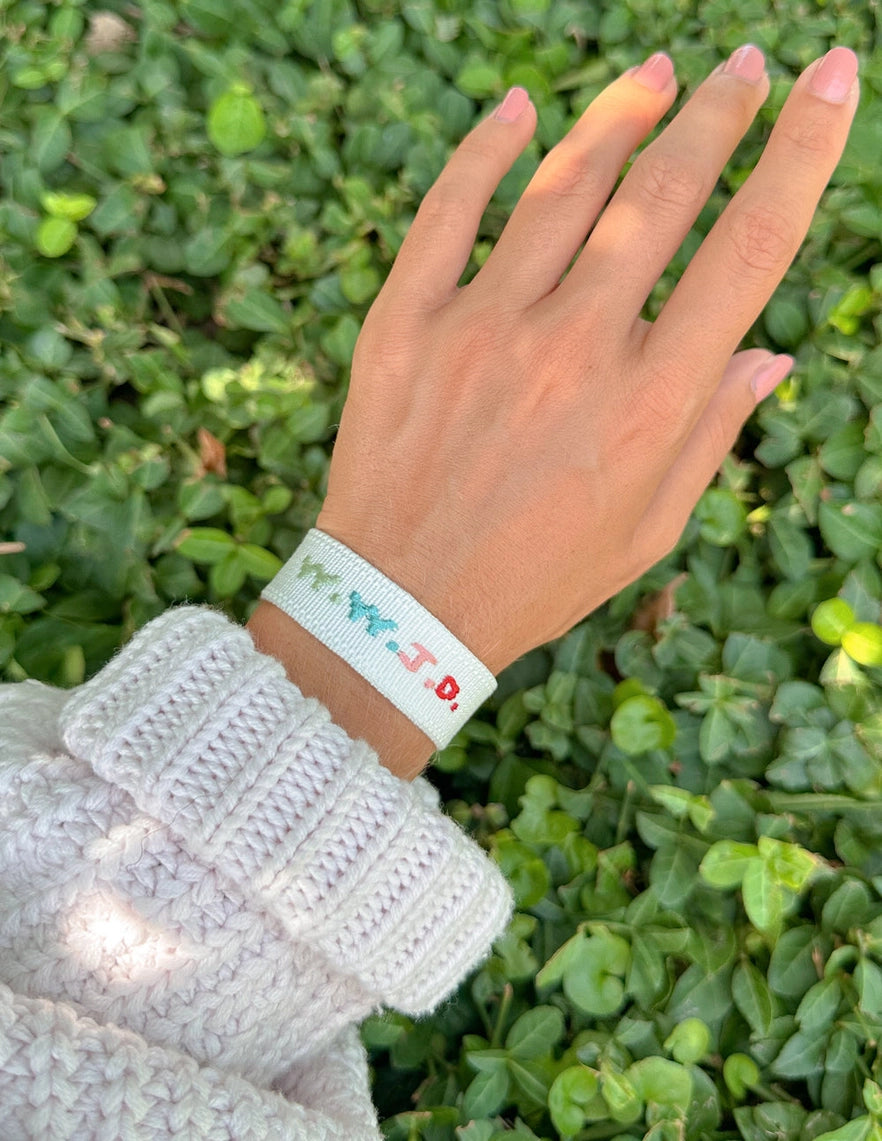 WWJD Embroidered Bracelet- White