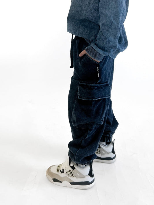 Denim Wash Cargo Sweatpants