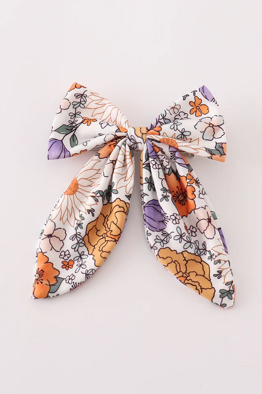 Coral Floral Bow