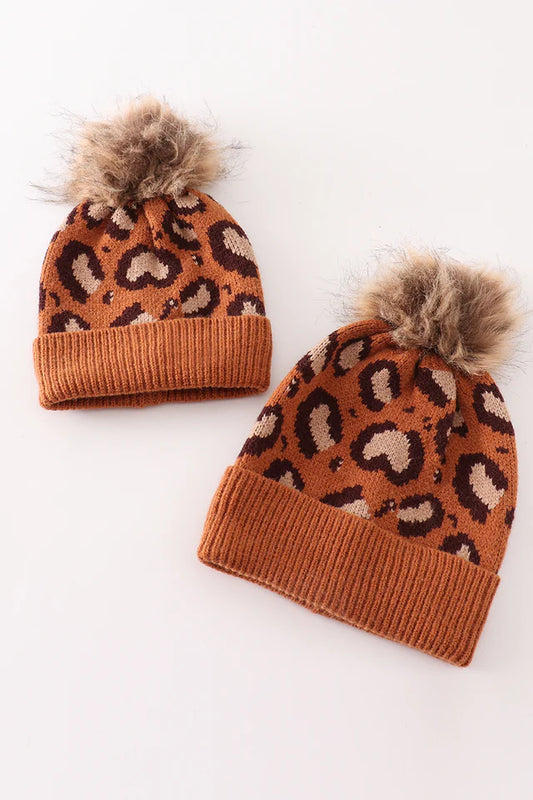 Mommy and Me Leopard Beanie
