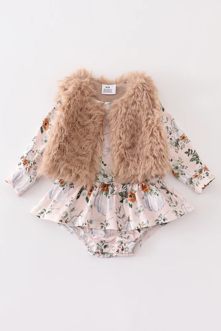 Floral Pumpkin Vest set