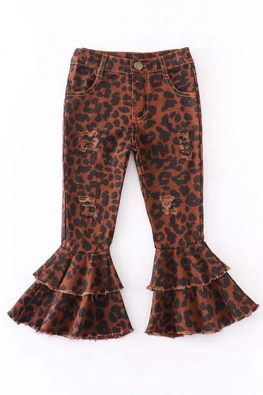 Leopard Distressed Denim Jeans