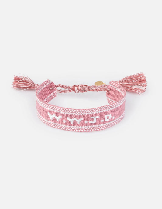WWJD Embroidered Bracelet- Pink