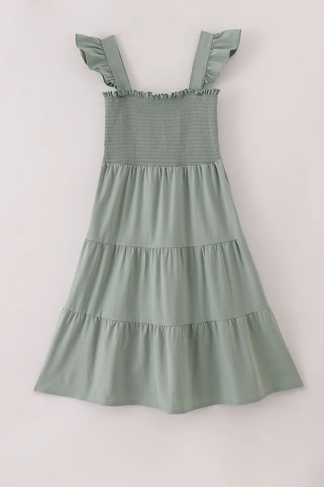 Sage Smocked Dress