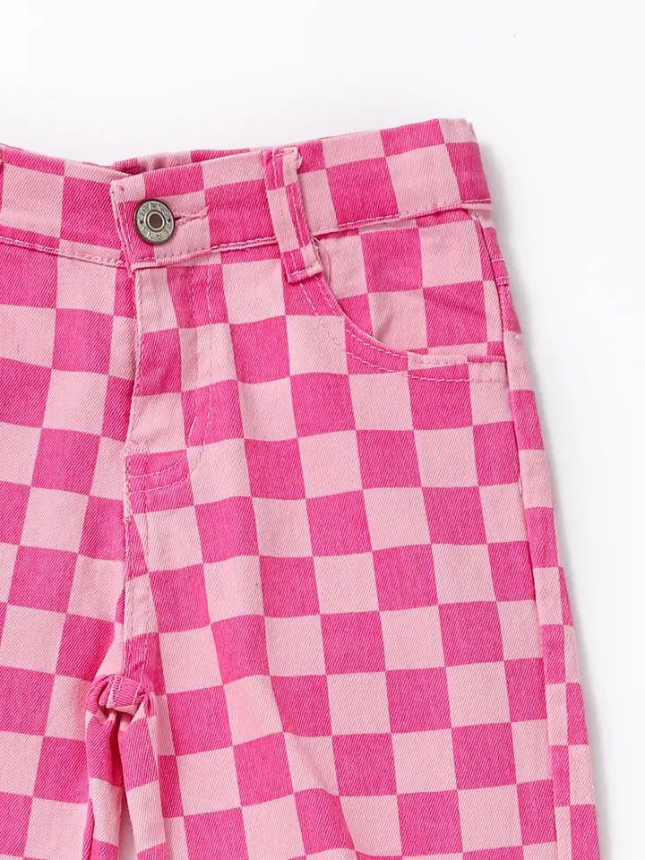 Pink Checkered Jeans