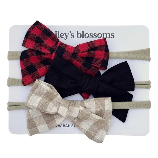 Holiday Gingham Nylon Headbands