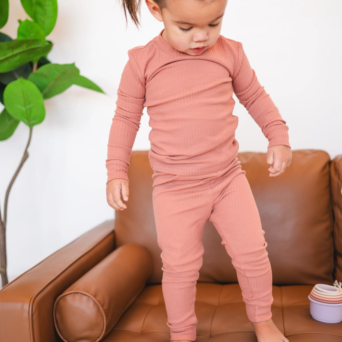 Organic Cotton Ribbed Set- Pink