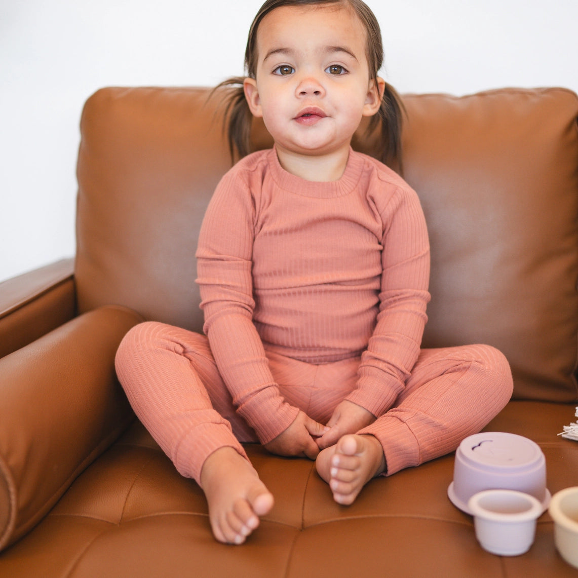 Organic Cotton Ribbed Set- Pink