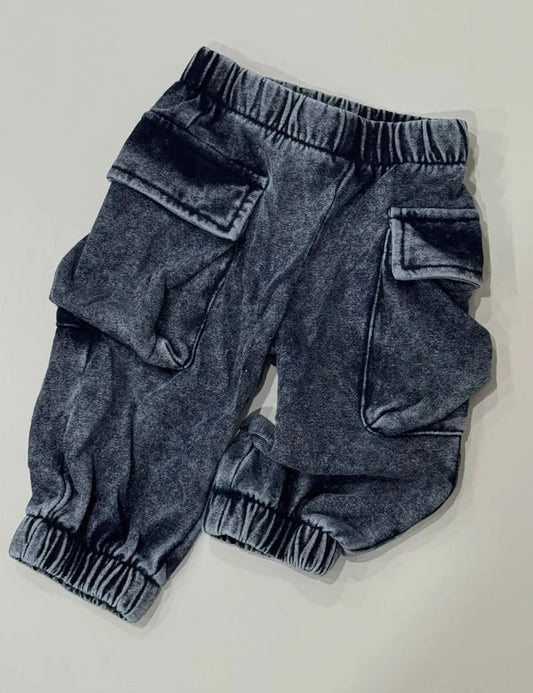 Denim Wash Cargo Sweatpants