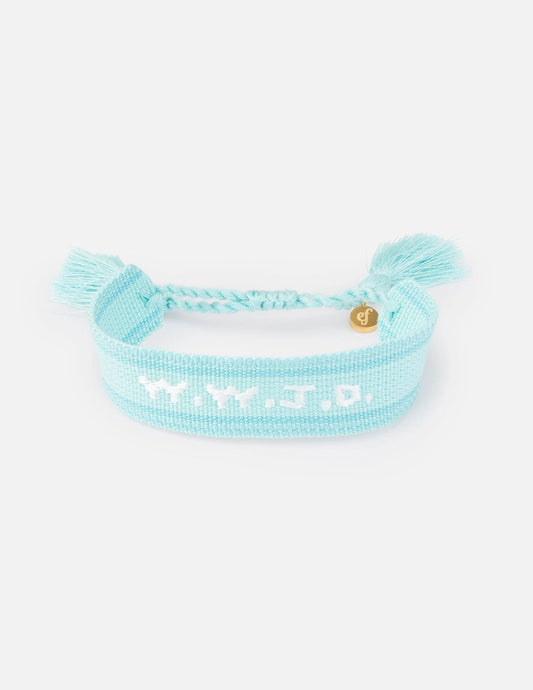 WWJD Embroidered Bracelet- Teal