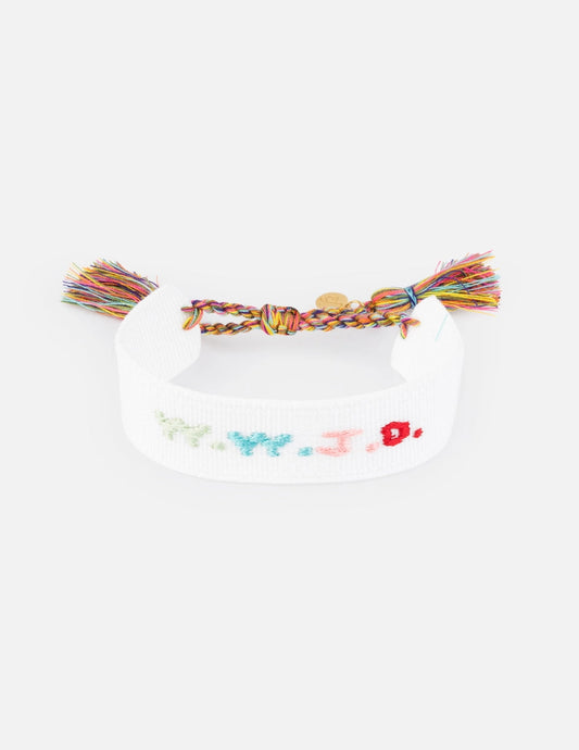 WWJD Embroidered Bracelet- White