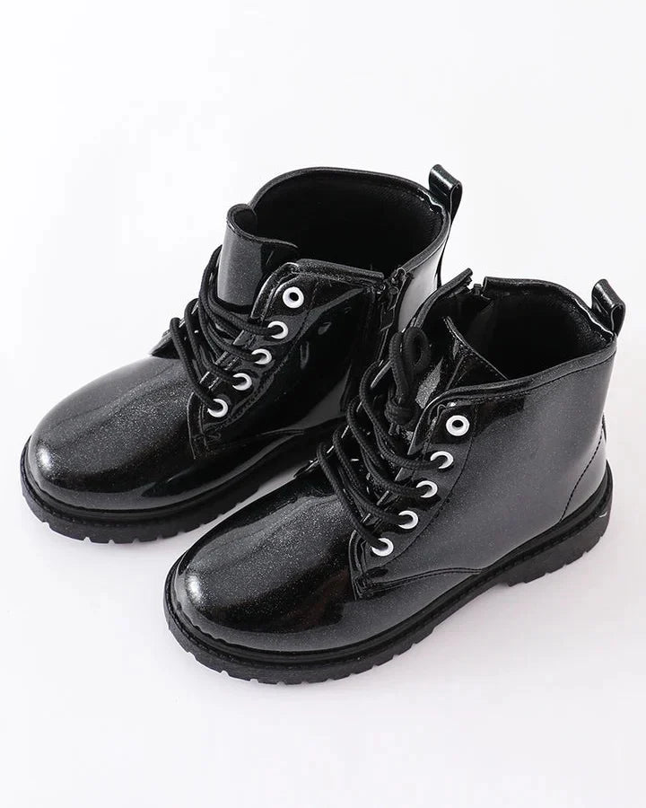 Black Sparkle Combat Boots