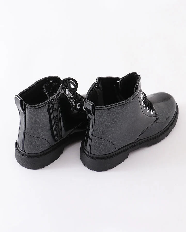 Black Sparkle Combat Boots