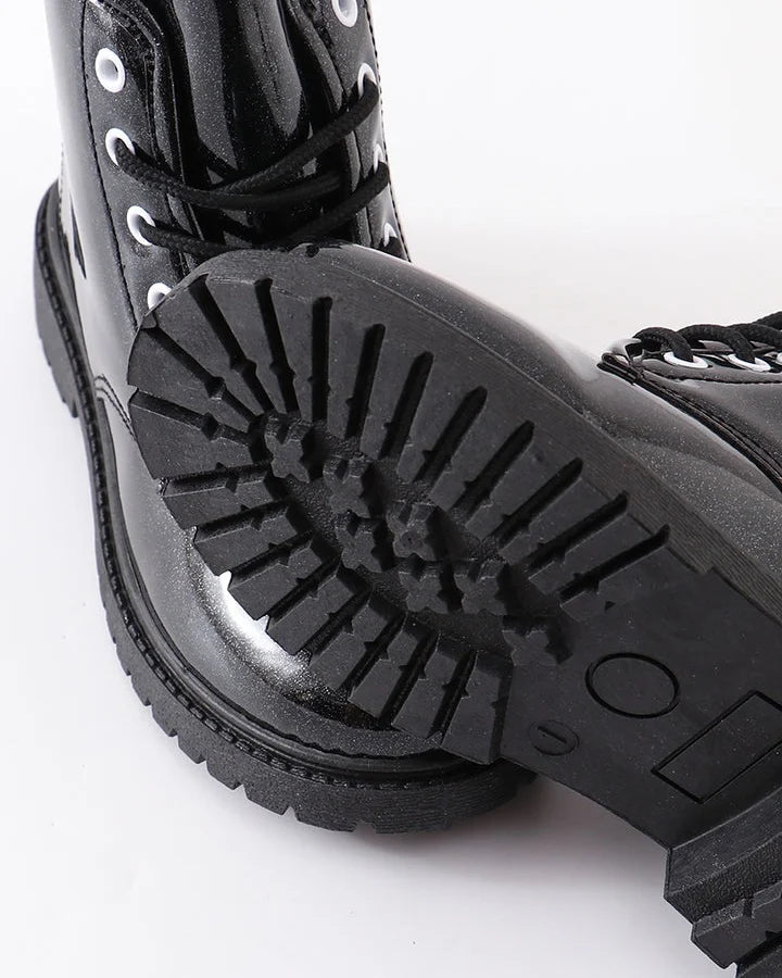 Black Sparkle Combat Boots