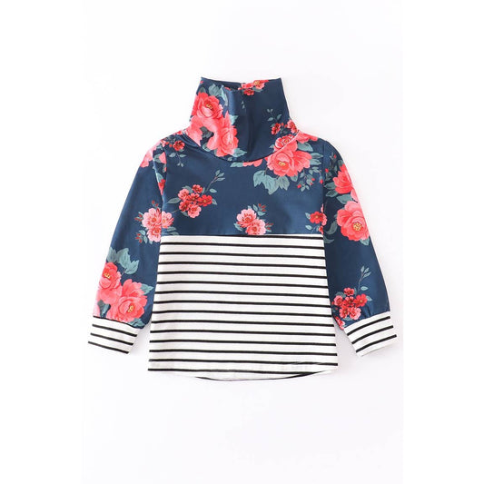 Striped Floral Pullover