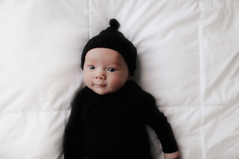 Black Ribbed Knotted Gown and Hat