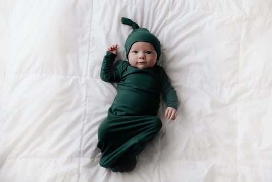 Forest Ribbed Knotted Gown and Hat